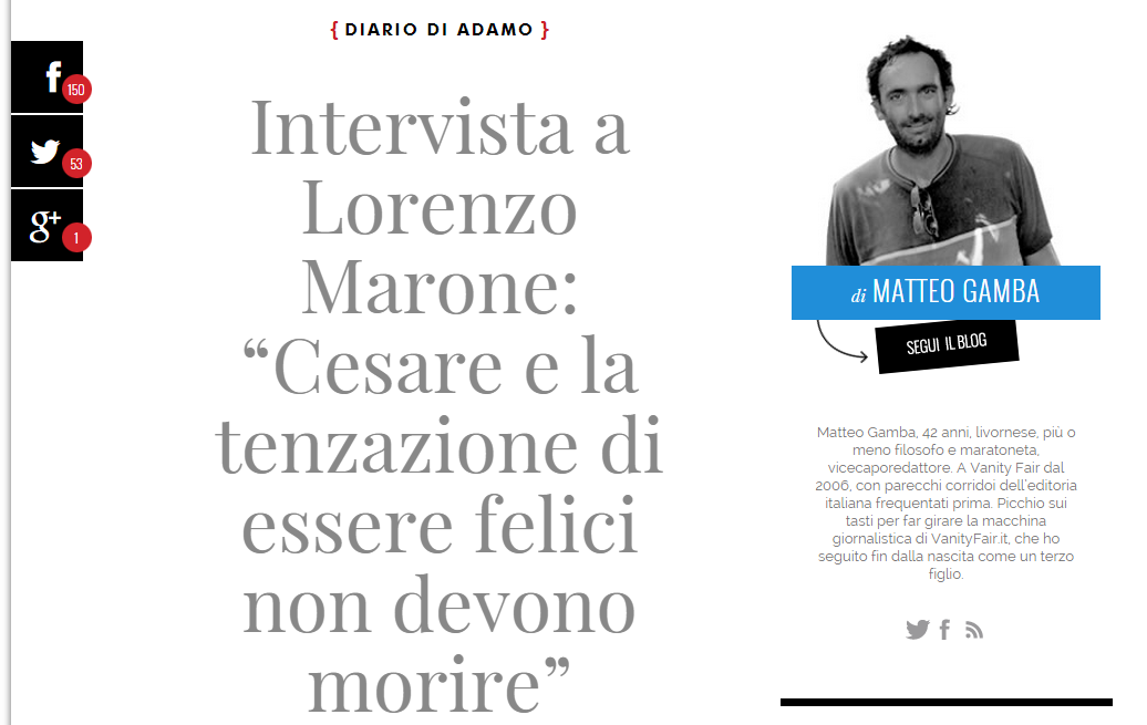 Intervista con Matteo Gamba, di Vanity Fair